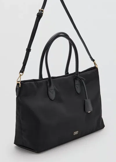 Mango Shopper Bag With Double Handle In Black