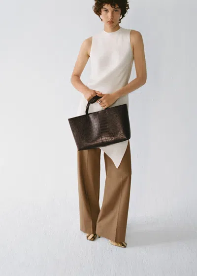 Mango Shopper Bag With Double Handle Chocolate In Brown