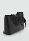 Mango Shopper Bag With Double Handle Black In Black
