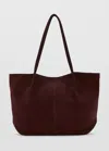 Mango Sac Cabas Cuir Suédé In Bordeaux