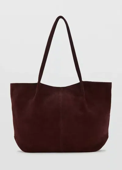 Mango Sac Cabas Cuir Suédé In Bordeaux
