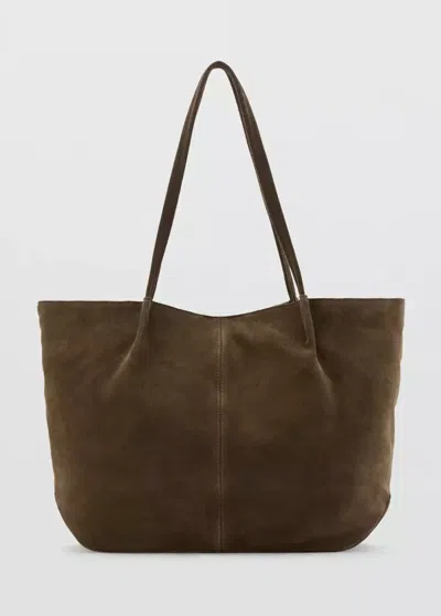 Mango Sac Cabas Cuir Suédé In Café