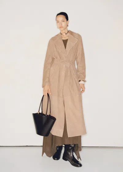 Mango Shopper Bag With Metallic Detail Chocolate