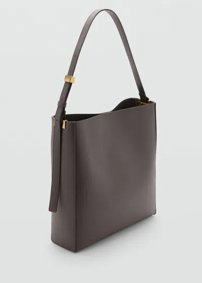 Mango Shopper Bag With Metallic Detail Grey In Gray