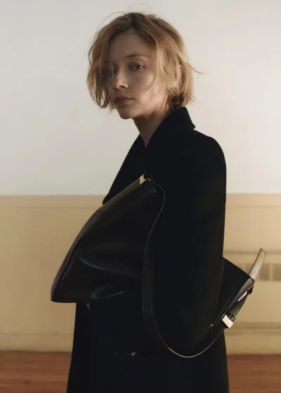 Mango Shopper Bag With Metallic Detail Black