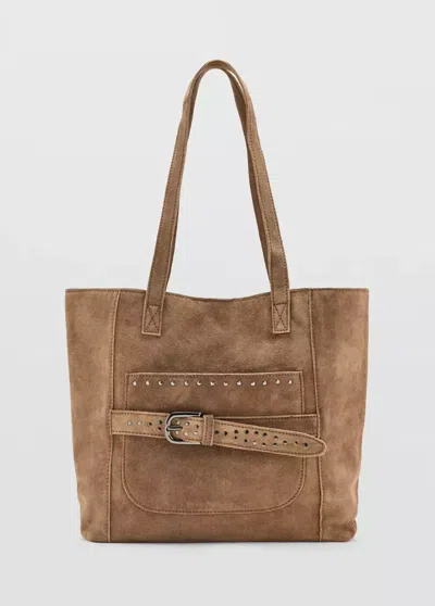 Mango Sac Clouté Cuir In Sable