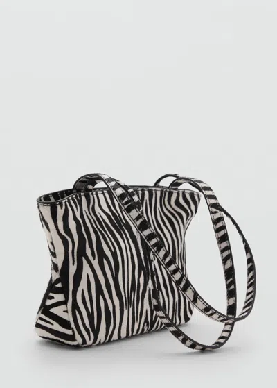Mango Zebra-print Leather Bag Black