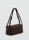Mango Suede Eyelet Shoulder Bag Chocolate In Brown