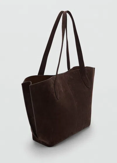 Mango Sac Fourre-tout Suède Chocolat - Femme - Taille Unique -  In Brown