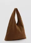 Mango Suede Shopper Bag In Medium Brown