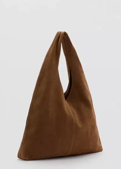 Mango Suede Shopper Bag In Medium Brown