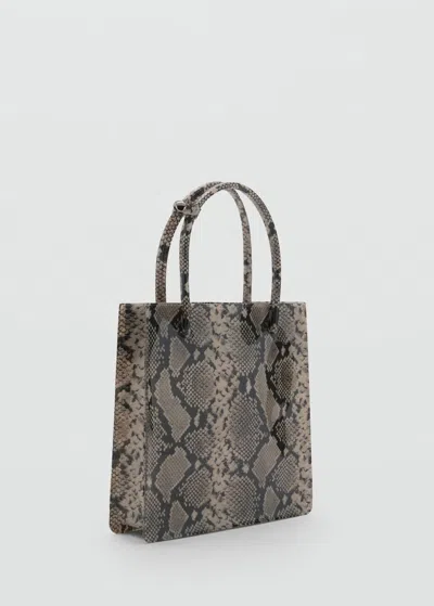 Mango Animal Print Double Handle Handbag Beige
