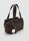 Mango Medium Leather Shoulder Bag With Charms Chocolate In Brown