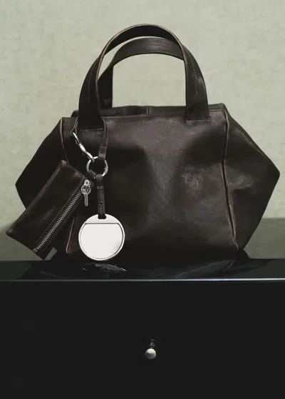 Mango Leather Handbag With Charms Chocolate In Brown