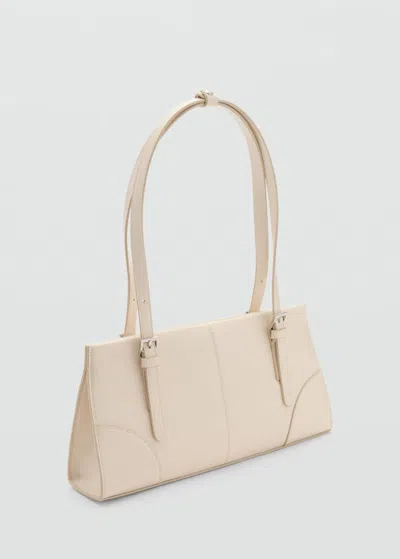 Mango Shoulder Bag With Buckles Off White