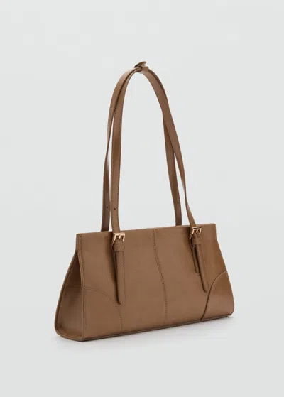Mango Shoulder Bag With Buckles Medium Brown