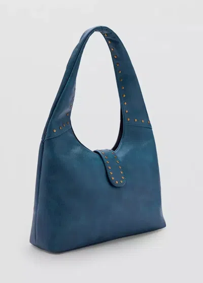Mango Sac Porté Épaule Clouté In Bleu