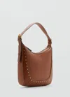 Mango Sac Porté Épaule Clouté Marron Moyen - Femme - Taille Unique -