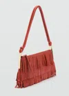 Mango Leather Shoulder Bag With Fringes