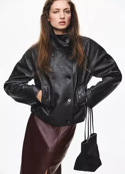 Mango Sac Porté Épaule Cuir Imitation Fourrure In Noir