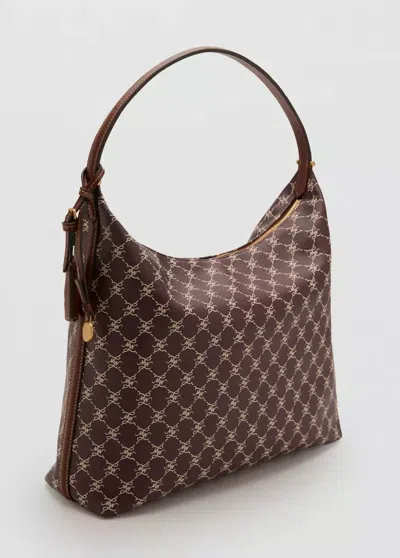 Mango Sac Porté Épaule Imprimé Logo In Burgundy