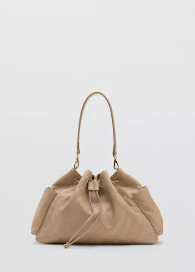 Mango Sac Porté Épaule Matelassé In Beige