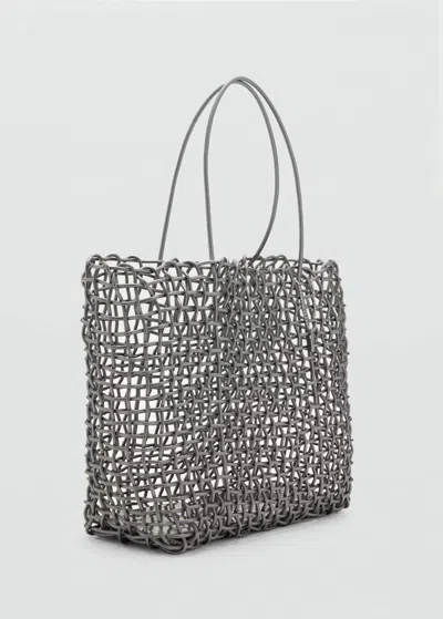 Mango Braided Shoulder Bag Dark Silver