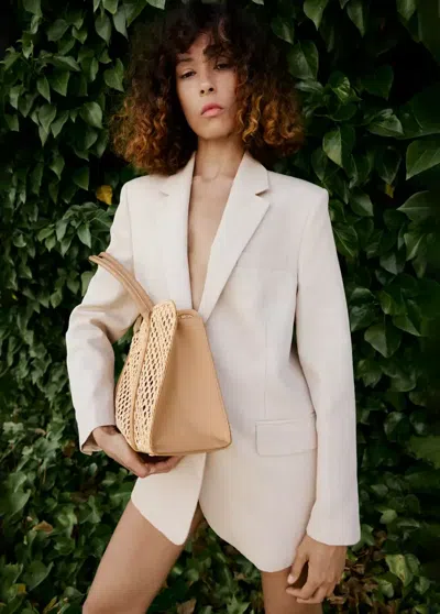 Mango Sac Porté Épaule Tressé In Sand