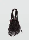 Mango Sac Porté Main Perles Chocolat - Femme - Taille Unique -