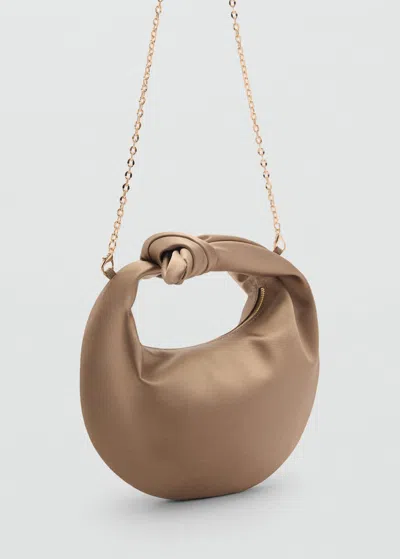 Mango Satin Handbag Beige