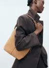 Mango Sac Seau Cuir Marron Moyen - Femme - Taille Unique -