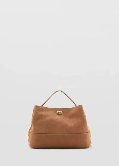 Mango Sac Seau Cuir In Marron Moyen