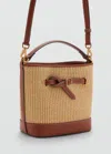 Mango Canvas Bucket Bag With Buckle Detail Leather In Leather