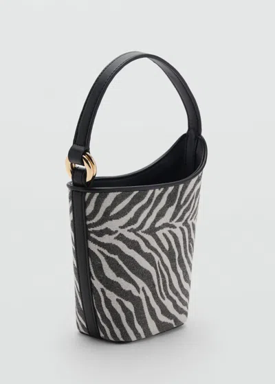 MANGO ZEBRA-PRINT BUCKET BAG BLACK