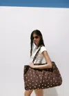 Mango Stud Shopper Bag In Chocolate
