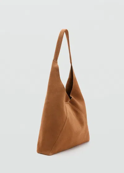 Mango Suede Shoulder Bag Leather