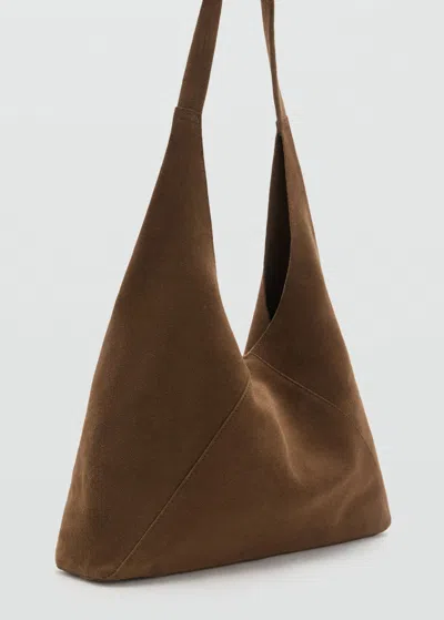Mango Suede Shoulder Bag Forest Green