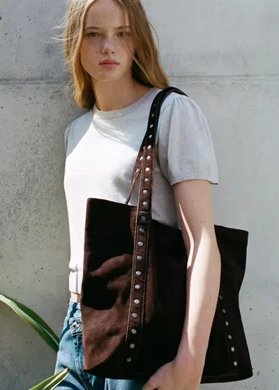 Mango Sac Tote Cuir In Chocolat