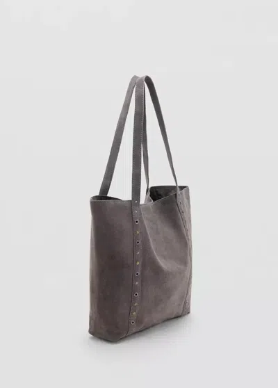 Mango Sac Tote Cuir In Gray