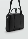 Mango Leather-effect Briefcase Black In Noir