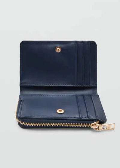 Mango Saffiano-effect Folded Wallet Blue