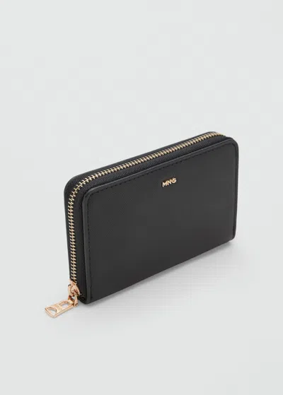 Mango Portefeuille Effet Saffiano Noir - Femme - Taille Unique -  In Black