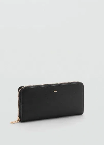 Mango Portefeuille Effet Saffiano In Noir