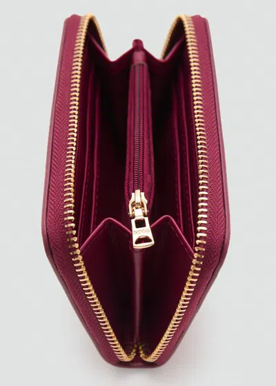 Mango Portefeuille Effet Saffiano Bordeaux - Femme - Taille Unique -