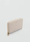 Mango Portefeuille Effet Saffiano Blanc Cassé - Femme - Taille Unique -  In White