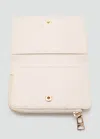 Mango Portefeuille Effet Saffiano À Rabat Blanc Cassé - Femme - Taille Unique -