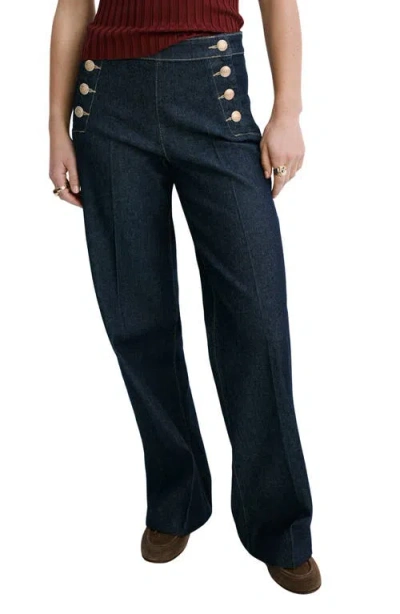 Mango Sailor Wide Leg Jeans In Blue