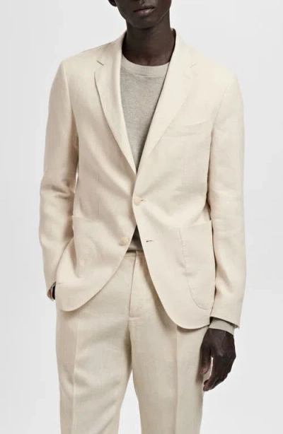 Mango Milan Slim Fit Linen Blazer In Ecru