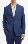 Mango Salerno Linen Sport Coat In Indigo Blue