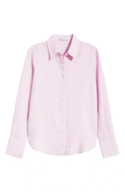 Mango Samara Linen Button-up Shirt In Pink